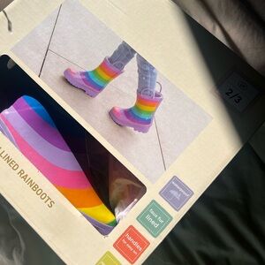 Rainbow Striped Rain Boots